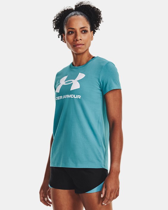 Women's UA Sportstyle Graphic Short Sleeve, Blue, pdpMainDesktop image number 0